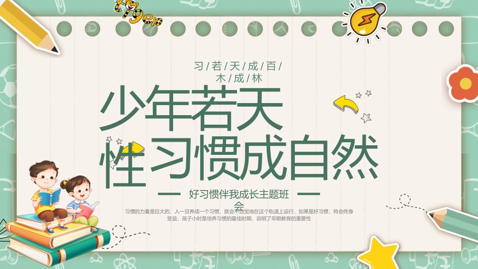 第二周主题班会课件——良好习惯养成《少年若天性，习惯成自然》