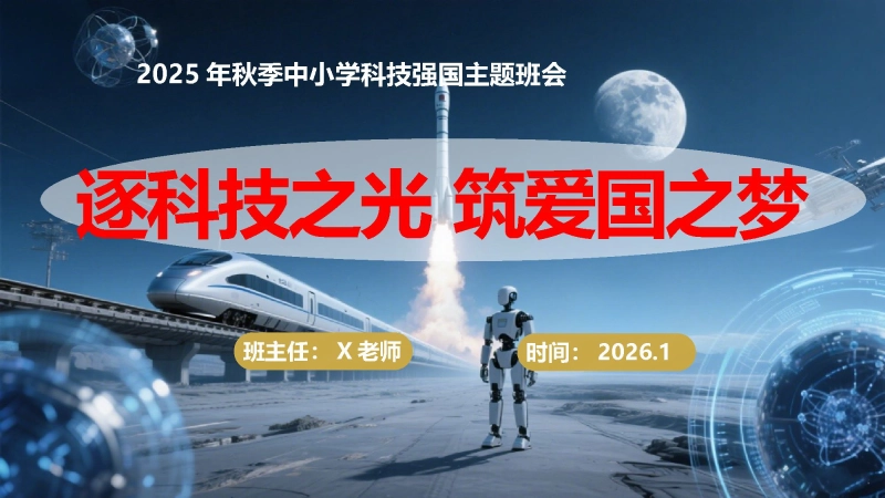 【25年秋】【第16周】《逐科技之光，筑爱国之梦》主题班会PPT
