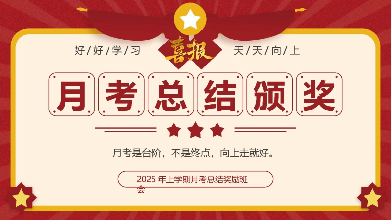 【通用】期中、月考颁奖表彰班会PPT