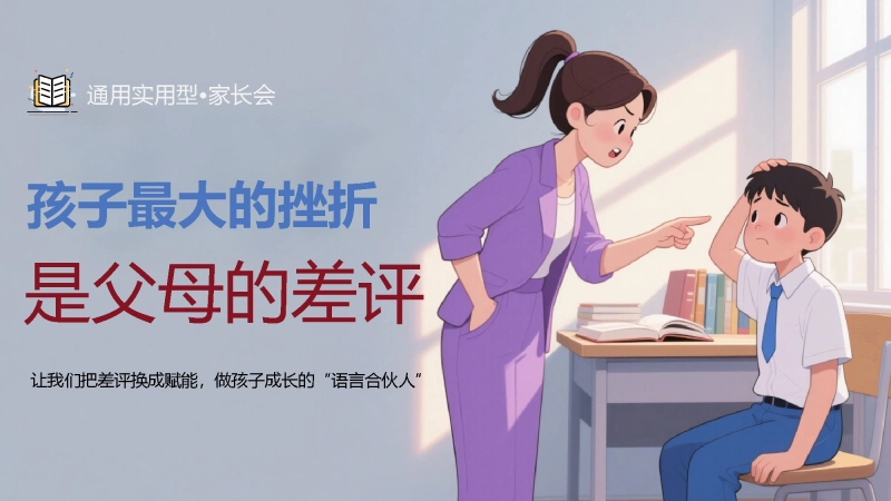 【通用】家长会【孩子最大的挫折，是父母的差评】