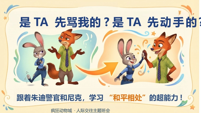 【通用】【人际交往】主题班会：是TA先骂我的？是TA先动手的？(疯狂动物城)