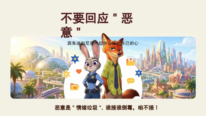 【通用】【人际交往】主题班会：不要回应恶意，打造你的护心铠甲(疯狂动物城)