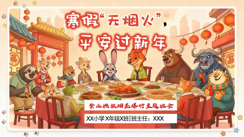 【通用】【安全教育】禁止燃放烟花爆竹主题班会《寒假无烟火平安过新年》