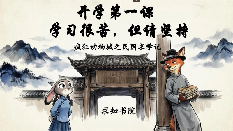 【通用】开学第一课(疯狂动物城)：学习很苦，但请坚持