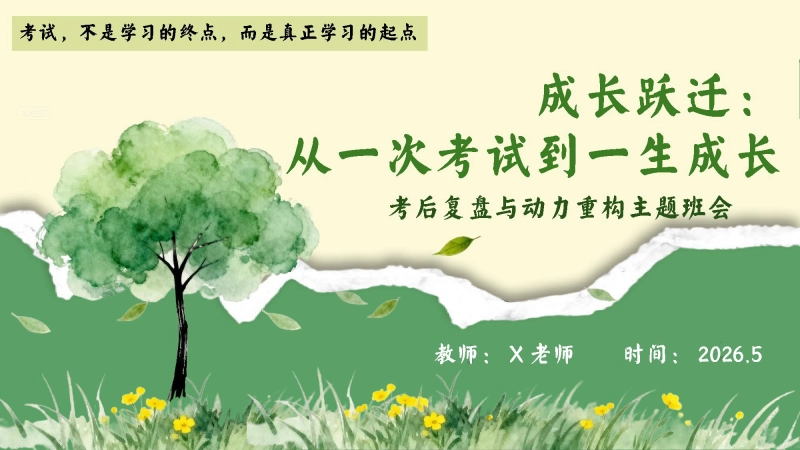 【考试质量分析】考后复盘与动力重构主题班会：成长跃迁——从一次考试到一生成长
